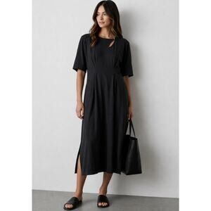 Isabel Marant Maxi Dress 40 Black Keyhole Darted Cuff Sleeve Cotton EUC